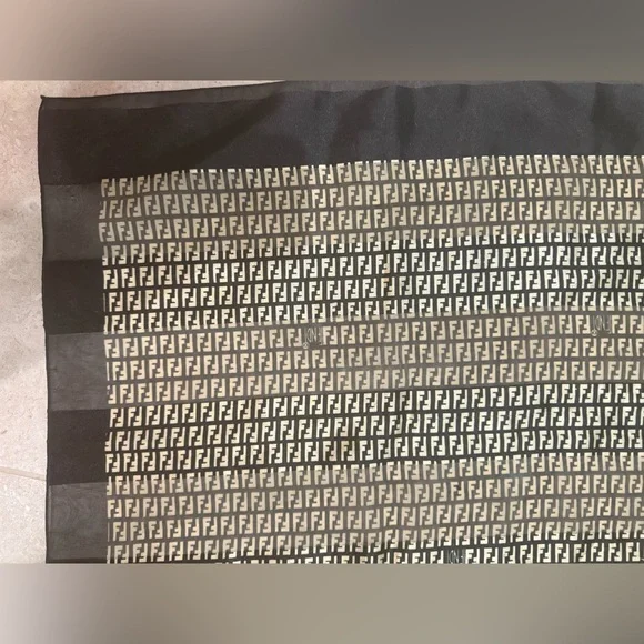 XL Fendi Monogram Black/Gold Scarf—So Chjc - Picture 5 of 7